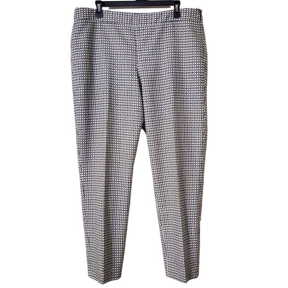TALBOTS Chatham Ankle DRESS PANTS Size 14 Side Zipper Cotton Stretch Patterned - Picture 1 of 9